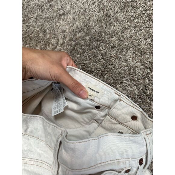 Madewell Slim Demi-Boot Jeans Cream Off White Vintage Canvas Ankle Bootcut 25P - Picture 6 of 15
